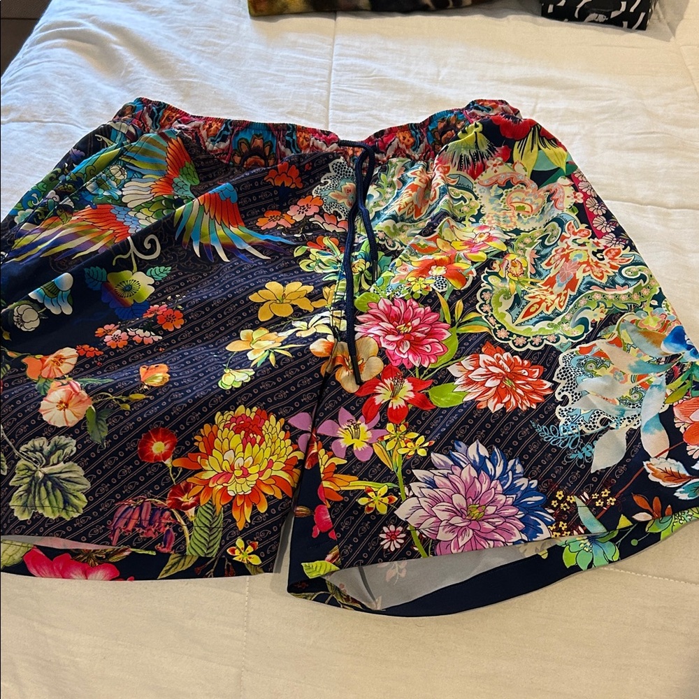 Johnny Was Multicolor Floral Athletic  swim Shorts with liner